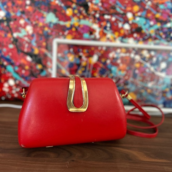 Handbags - Elegant Vintage Red and Gold Handbag